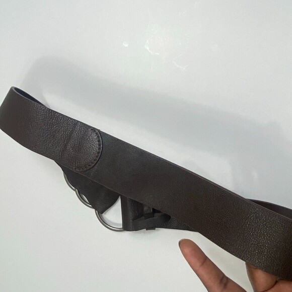 J Jill Women brown Leather Belt sz S with Silver Ring loop country Buckle waist - Picture 4 of 6